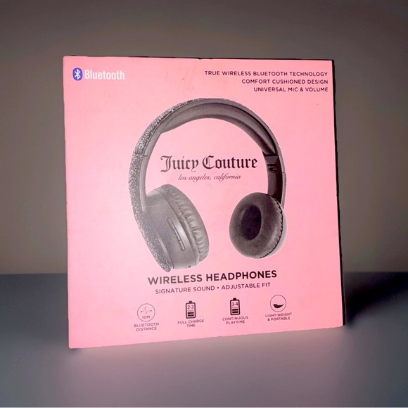 NEW Juicy Couture Rhinestone Bluetooth Wireless Headset Headphones Lightweight - Picture 1 of 5